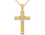 14K Yellow Gold Cross Pendant Necklace with Rosary and Chain 